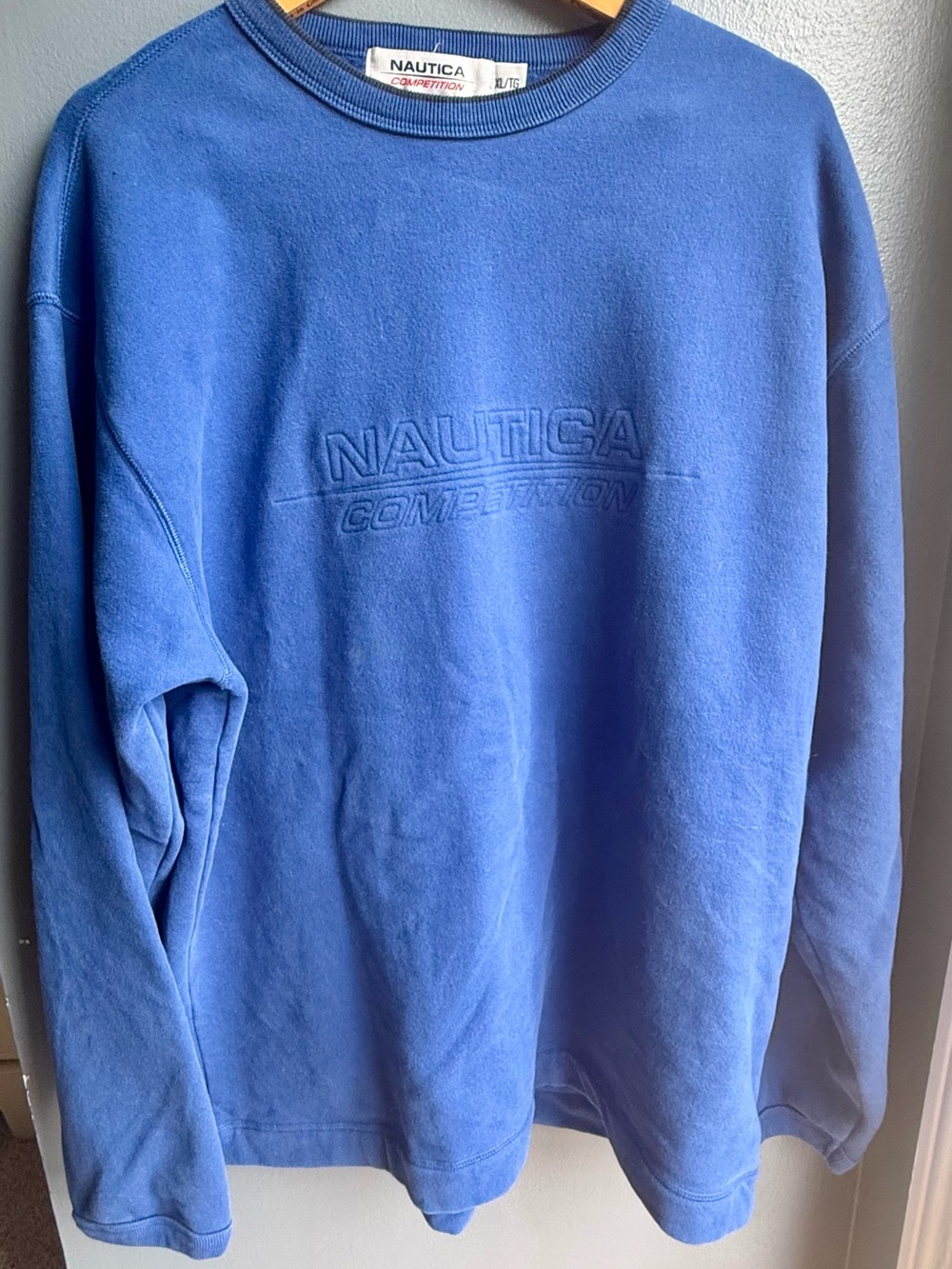 Vintage Nautica Royal Blue Embossed Logo Crewneck Sweatshirt